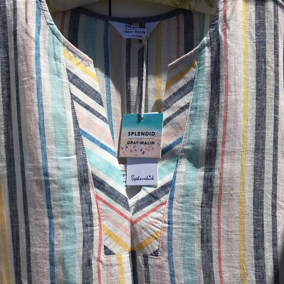 NWT. SPLENDID X GRAY MALIN Playa Striped Linen-Blend Maxi Dress. Size Large. - Picture 7 of 11